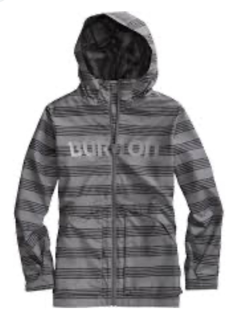 Burton Kids' Dover Gray & Black Striped Hooded Raincoat - NWOT